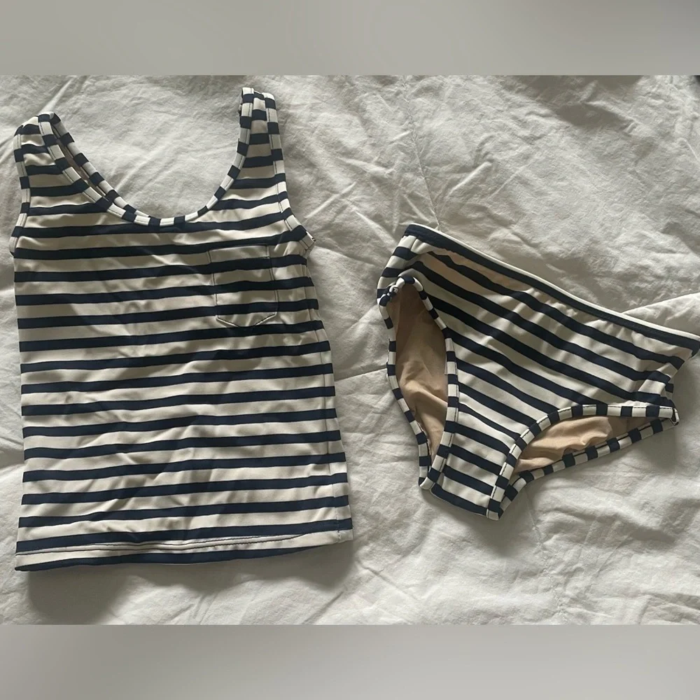 NWT - Crewcuts Girls Tankini - Navy/White Stripe - Size:2